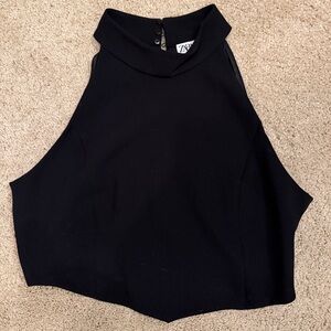 Zara Black High-Neck Crop Top
